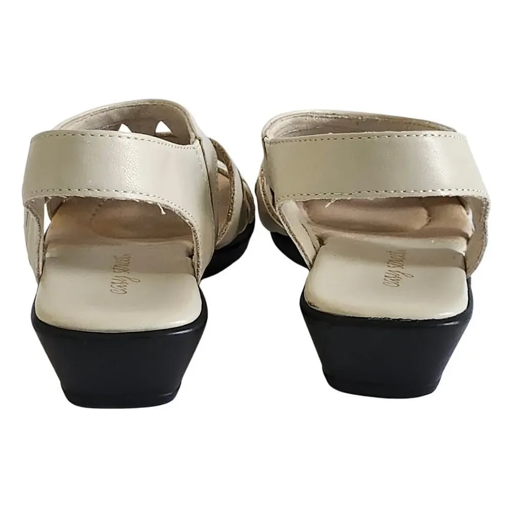 Easy Street Beige Comfort Sandals With 1.25 Inch Heel Size 6.5 Med - Picture 5 of 6